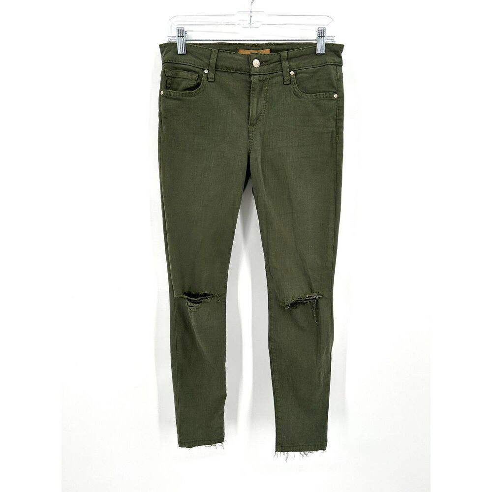 JOE'S JEANS Army Green High Rise Distressed Skinny Ankle Denim Jeans Size 28